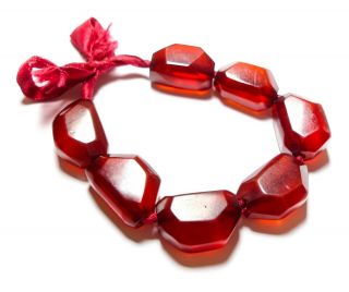 Vintage Or Antique Rolled Cherry Amber Bakelite Bracelet
