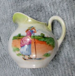 Old Schumann Bavaria Little Bo Peep Creamer Antique Porcelain Pitcher S/h
