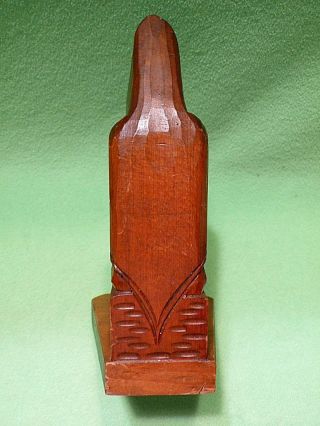 Vintage CALIDAD JOM wood carved ' READING MONK ' bookend.  Metal accents. 5