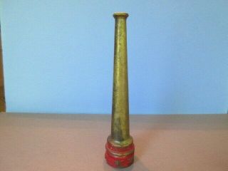 Brass Fire Truck Hose Nozzle Vintage Antique With Coupling - Patina