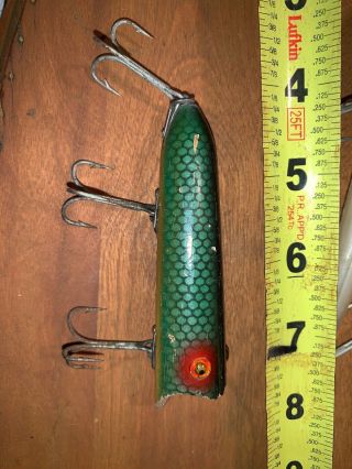 Old Fishing Lure Vintage Heddon Lucky 13 Fishing Lure Green Scale Tackle Box