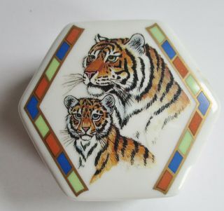 Lynn Chase 1994 Tiger Raj Octagonal Trinket Box
