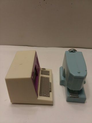 Vintage Barbie Doll House Action Accent Wind Up Computer & Sewing Machine 4