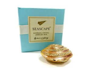 Seascape ”clamshell” Austrian Crystal Jeweled Box By Two’s Company