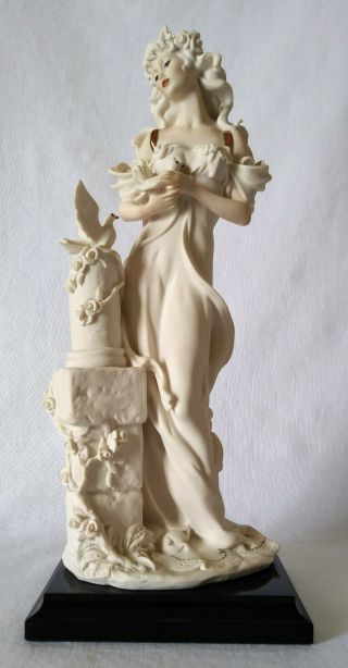 Guiseppe Armani Figurine " Lady With Doves " Signed W/box Made In Italy 13 " Tall