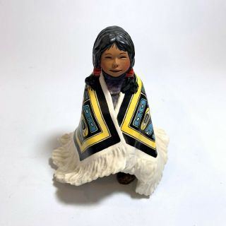 C Alan Johnson Lisa 1994 6.  5 " Inuit Alaskan Eskimo Girl Ceremonial Blanket As10