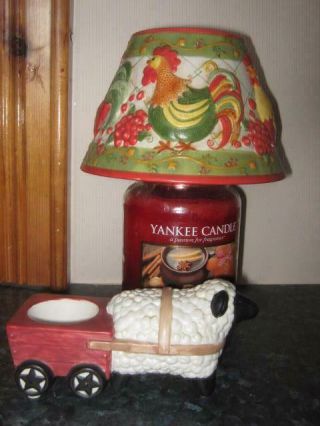 Yankee Candle Farmyard Rooster Large Shade,  Lamb & Cart Tea Light Holder