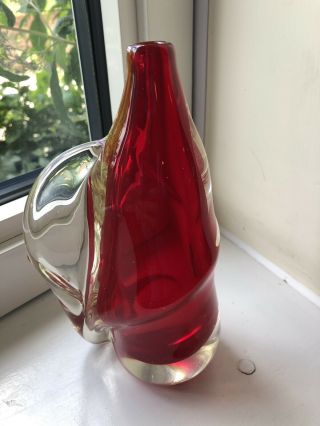 Vintage Murano (identified On Antiques Roadshow) Ruby Red One Off Glass Vase