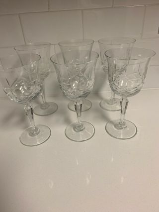 Antique Set Of 6 Cut Crystal Wine Glasses