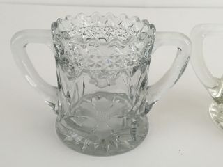 Antique clear pressed glass Edwardian creamer & sugar bowl 1900 ' s 1910 ' s 2