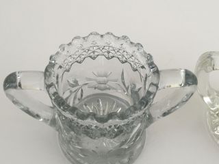 Antique clear pressed glass Edwardian creamer & sugar bowl 1900 ' s 1910 ' s 5