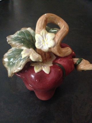 Fitz And Floyd Elegant Apple Theme Jam Jelly Jar Sugar Bowl Spoon Small Ladle