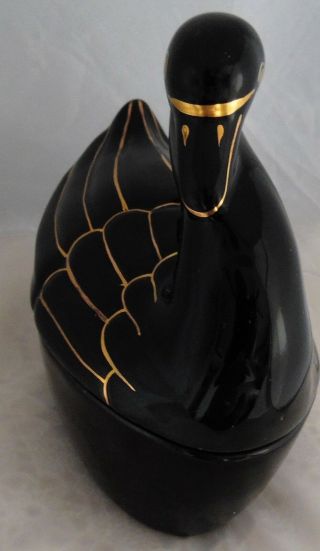Vintage Ceramic Black Swan with Gold Trim Nesting Candy Trinket Bowl 3