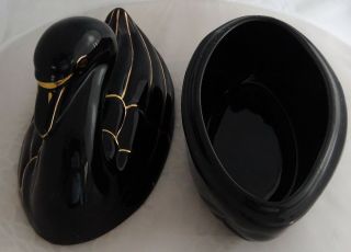 Vintage Ceramic Black Swan with Gold Trim Nesting Candy Trinket Bowl 5