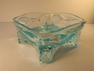 Mediterranean Blue Aqua PARTYLITE P8165 Square Glass Candle Holder Candy Dish 5