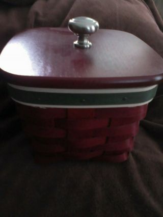 Longaberger Red Trinkets Basket With Lid And Liner