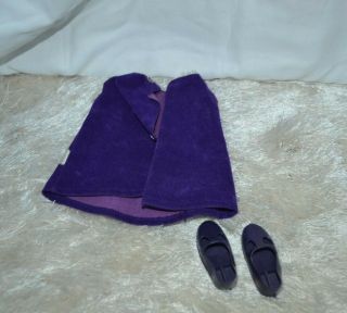 Vtg Clothes Ideal VELVET for Crissy Doll Family - Purple Dress w/ Shoes 2