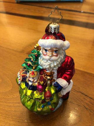 Christopher Radko Christmas Ornament Glass Santa Toys Deluxe Delivery 6 "