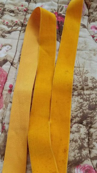 Vtg Yellow Gold Rayon Silk Velvet Ribbon Trim 3.  5 Yards 1 1/4 " Wide Millinery