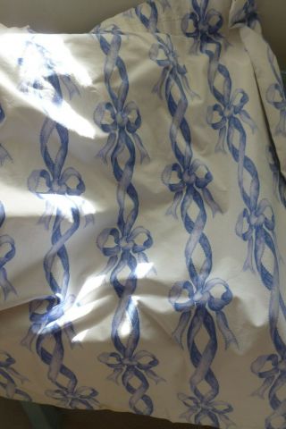 Vintage French country style white with blue ribbon design 1 curtain or fabric 3