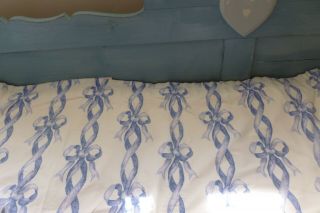 Vintage French country style white with blue ribbon design 1 curtain or fabric 4