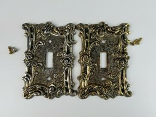 Vintage Pair Amer Tack & Hdwe 1967 60t Floral Light Switch Cover Plates Set Of 2