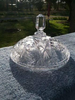 Footed Cut Glass Candy Dish With Lid 4