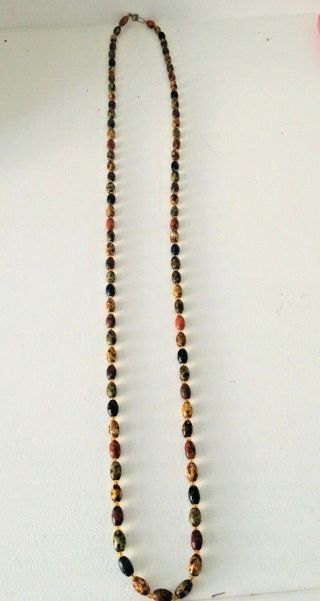 Vintage Antique Murano Glass Scottish Agate Beaded Necklace