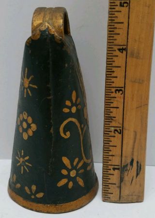 Vtg Antique Rustic Cow Bell Hand Painted Ornate Floral Brass Country Farm Decor 5