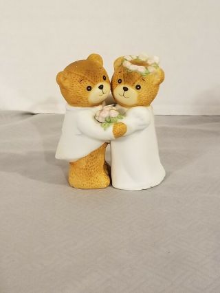 1980 Lucy And Me Enesco Bear Figurine Couple Wedding Groom Bride 3 " Tall