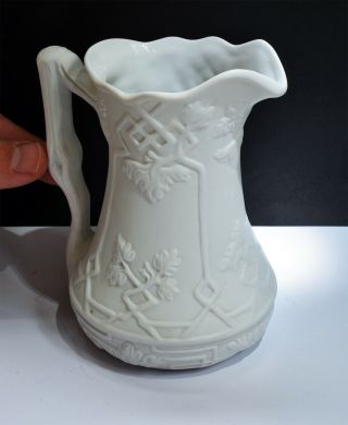 Vintage Or Antique Porcelain Jug With Foliage Design - 13.  5cm Height