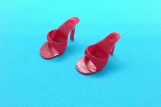 Vintage Barbie Red Open Toe Mule Heels Shoes