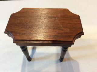 Vintage Strombecker Playthings Walnut Top Side Table Dollhouse Miniature