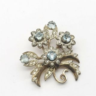Antique Victorian Ladies Costume Jewellery Paste Set Flower Cluster Pin Brooch