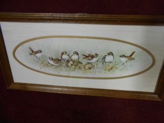 Seven Little Birds On Branches Picture Vintage Home Interiors 22x 10 "