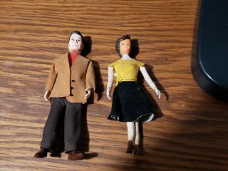 Vintage Doll Figure Toy Felt Clothing 3 Or 4 Inches Man Woman