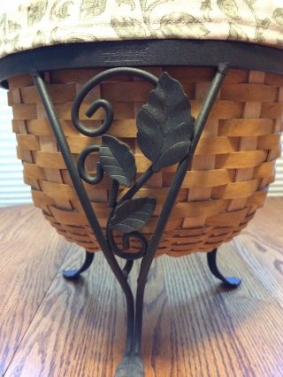 Longaberger Wrought Iron Small Plant Stand,  Foliage Basket,  Liner,  Protector -
