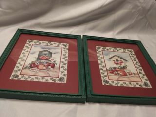 Home Interiors Set Of 2 - Apples & Birdhouse  Pictures Gorgeous 11  X 13