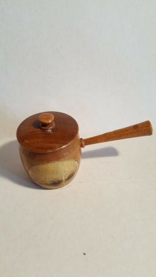 Mauchline Ware Thimble Holder In The Form Of A Saucepan.  Faded Picture Of Perth