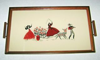 Vintage Serving Tray Reverse Painting On Glass Old Mexico Theme
