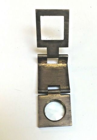 Antique Folding Compact Portable Brass Bronze Mini Travel Loupe 10x