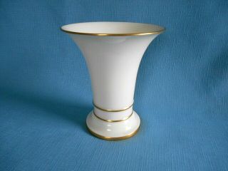 Vintage Lenox Trumpet Ivory Vase W/ Gold Trim - Older Blue Mark & Numbered