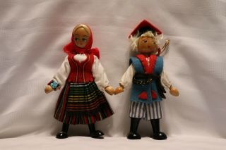 Pair Polish Vintage Wooden Dolls