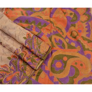 Tcw Antique Vintage Saree 100 Pure Silk Hand Embroidered Fabric Kantha Sari 2