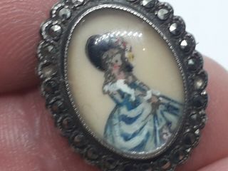antique victorian silver hand painted brooch.  thomas l mott 4