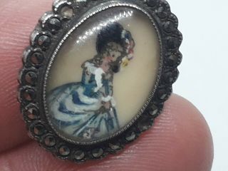 antique victorian silver hand painted brooch.  thomas l mott 5