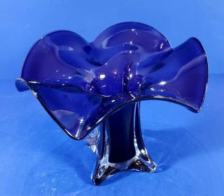 ABSOLUTELY STUNNING PURPLE HAND BLOWN ART GLASS VASE - FLOWER SHAPED - FLAWLESS 4
