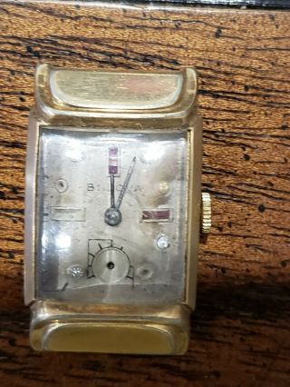 Vintage Bulova Watch,  10k Rolled Gold,  17 Jewels,  Diamonds And Rubies