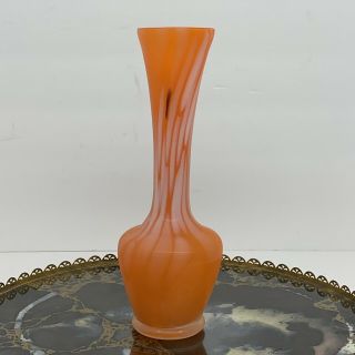 Vintage Orange Art Glass Bud Vase 70s Retro Funky Flower Vase