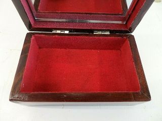 VINTAGE INLAID WOODEN BOX WITH HAND DRAWN WATER BUFFALO ON M.  O.  P - MIRROR IN LID 5